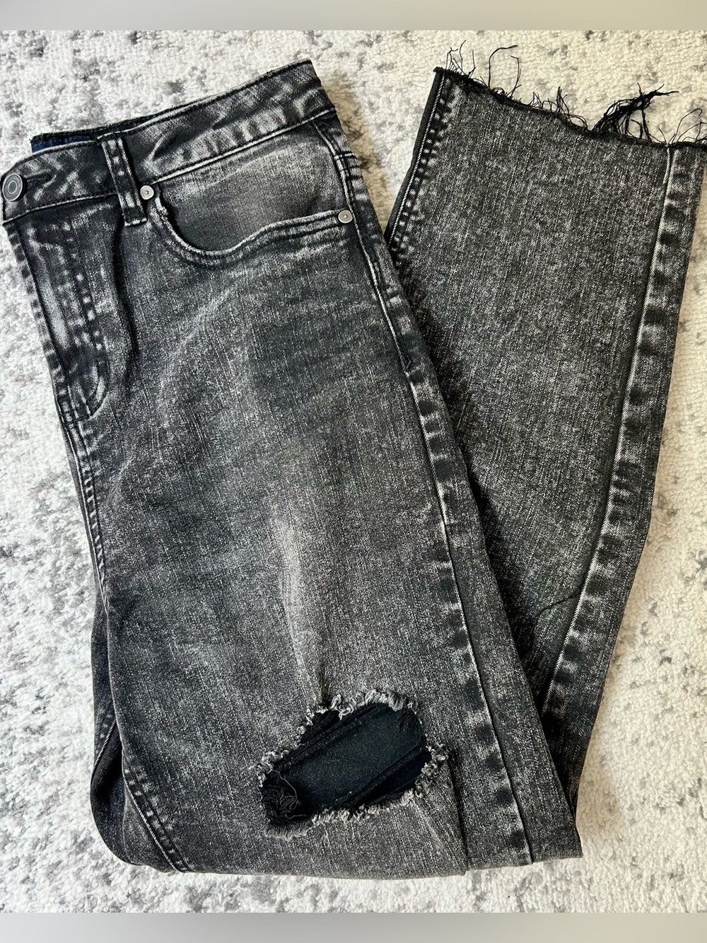 Indigo Rein Black Distressed Straight Leg Jeans